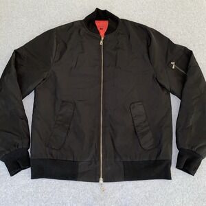 Killion MA-1 Bomber Jacket Men's Large Black Red Quilted Lining Streetwear Zip